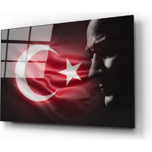 Aras Glass Art Türk Bayrağı ve Atatürk Cam Tablo