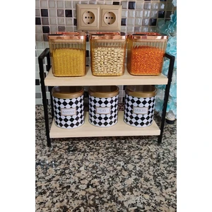 Mutfak Rafı, Masaüstü Düzenleyici Raf, Banyo Mutfak Organizer, Ahşap Metal Baharatlık Raf