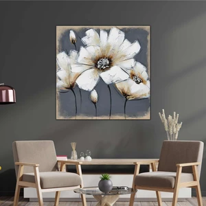 SML Tablo Yağlı Boya Efektli Pırlanta Çiçek Modern Dekorasyon Kanvas Tablo