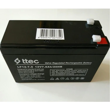 Ttec Çocuk Akülü Araba Için 12 Volt 7 Amper Kuru Tip Akü Herzaman Yeni Tarihli Akü 12V 7AH