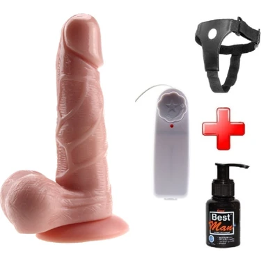 Lilitu Shop 19 cm Belden Bağlamalı Kumandalı Gerçekçi Titreşimli Dildo Vibratör