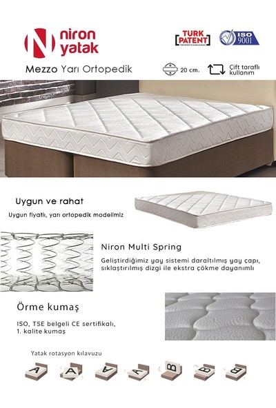 Pinotte Mezzo NMS Yaylı Konforlu 90 x 190 Cm Tek Kişilik Yatak Cocuk ve Misafir Yatağı