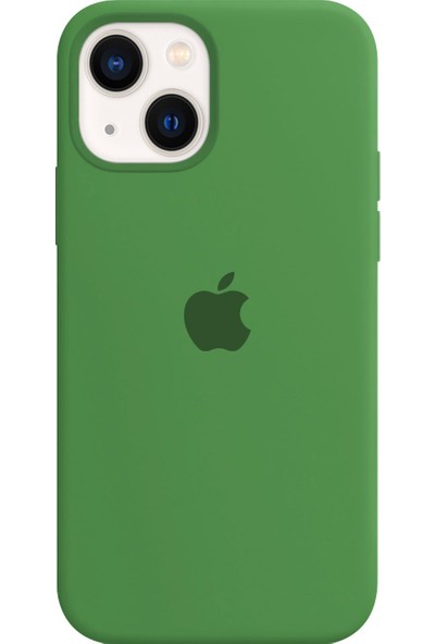 Abk Fashion Apple iPhone 13 Mini Logolu Kılıf Lansman Silikon Kılıf - Haki Yeşili