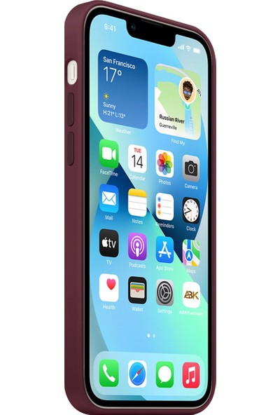 Abk Fashion Apple iPhone 13 Mini Lansman Kılıf Logolu Silikon Kılıf - Bordo