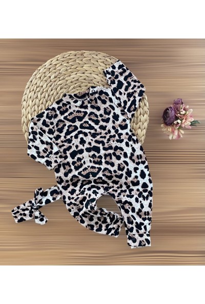 Murat Baby Muratbaby Leoparlı Saç Bantlı Penye Tulum