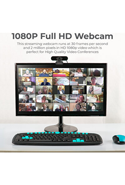 Promate Procam-2 - Webcam Web Kamera Bilgisayar Kamerası HD, Otomatik Zoomlu, Geniş