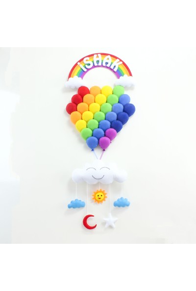Renkli Hayallerim Ishak Isimli Balonlar Bedek Odası Kapı Süsü