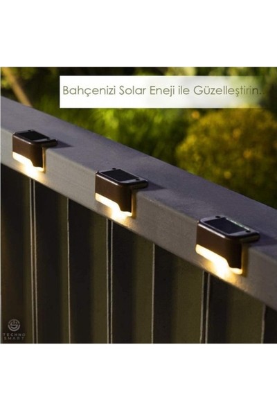 Toptan Bulurum Schnauer Solar Güneş Enerjili Köşebent Merdiven Veranda Bahçe LED Lamba Beyaz Işık 4 Lü Set