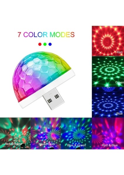 Gürler Oto Aksesuar Disko Topu Sese Duyarlı Rgb USB Girişli Disco Topu Iç Aydınlatma