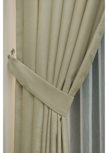 Bej Düz Renk Pileli Soft Fon Perde, 1/3 Sık Pile, Tek Kanat 70 x 250 cm modelleri