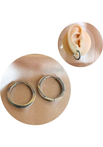 Cerrahi Çelik Küçük Halka Küpe - Çap 16mm-Kalınlık 2,5mm-1 çift