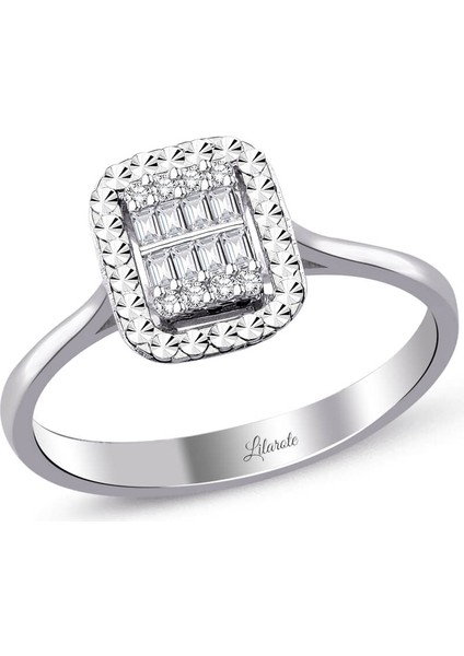 0.12 Ct. Modern Tasarım Baget Kare Tektaş Yüzük