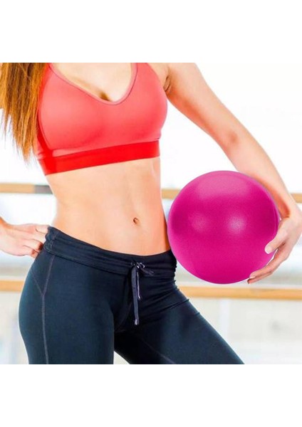 20 cm Mini Pilates Topu Şişirme Çubuğu ile Pembe Renk