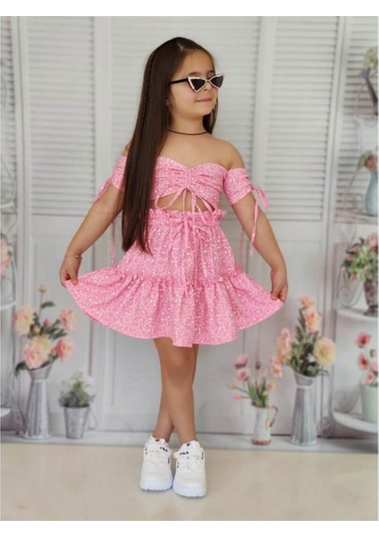 Kız Çocuk Baharlık Pembe Büstiyerli Takım