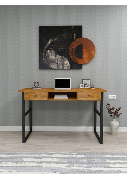 Allen Doğal Ahşap Çalışma Masası Meşe Renk modelleri