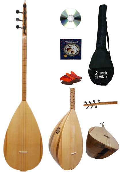 Lore Kısa Sap Bağlama Saz Maxi Set Su Geçirmez Kılıf + Eğitim CD + Yedek Tel + Mızrap Çift Ses Çıkışlı