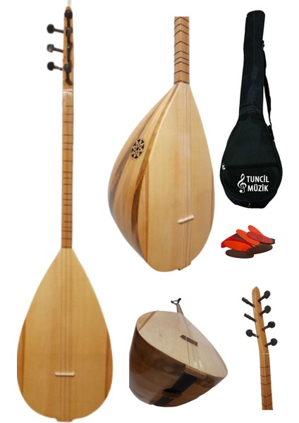 Lore Kısa Sap Bağlama Saz Mini Set Su Geçirmez Kılıf + Mızrap Çift Ses Çıkışlı Başlangıç Set