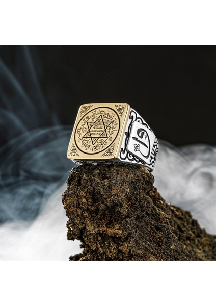 Mührü Süleyman Işlemeli Kenarları Ebced Hesabı 925 Ayar Erkek Gümüş Yüzük fırsatları