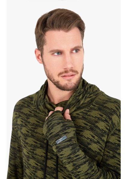 30703 Erkek Yüksek Boyunlu Sweatshirt - Yeşil