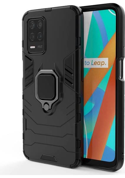 Realme 8 Pro Batman Serisi Yüzük Standlı Armor Kılıf - Siyah