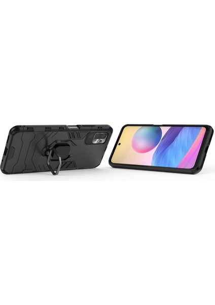 Xiaomi Redmi Note 10 5g Batman Serisi Yüzük Standlı Armor Kılıf - Siyah modelleri