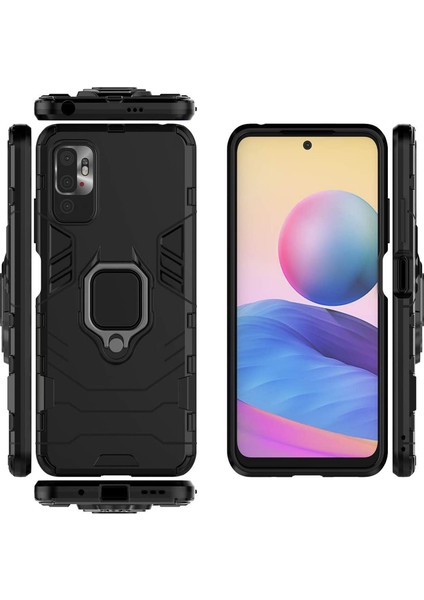 Xiaomi Redmi Note 10T 5g Batman Serisi Yüzük Standlı Armor Kılıf - Siyah fiyatları