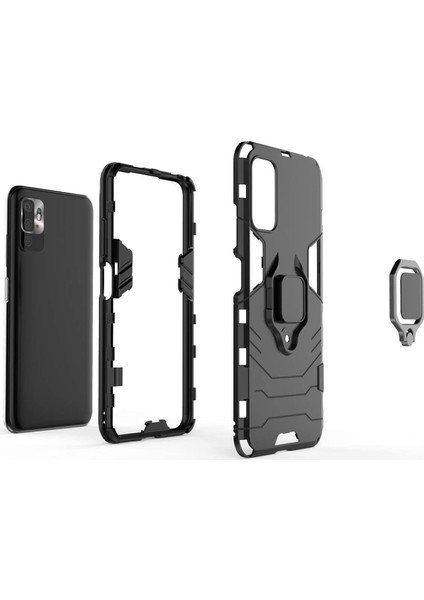 Xiaomi Redmi Note 10T 5g Batman Serisi Yüzük Standlı Armor Kılıf - Siyah fırsatları