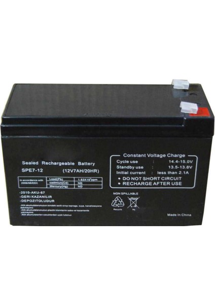 Çocuk Akülü Araba Için 12 Volt 7 Amper Kuru Tip Akü Herzaman Yeni Tarihli Akü 12V 7AH 20HR