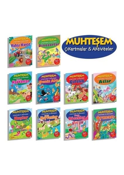 Hayvan Temalı Muhteşem Çıkartmalar - 10 Kitap Takım
