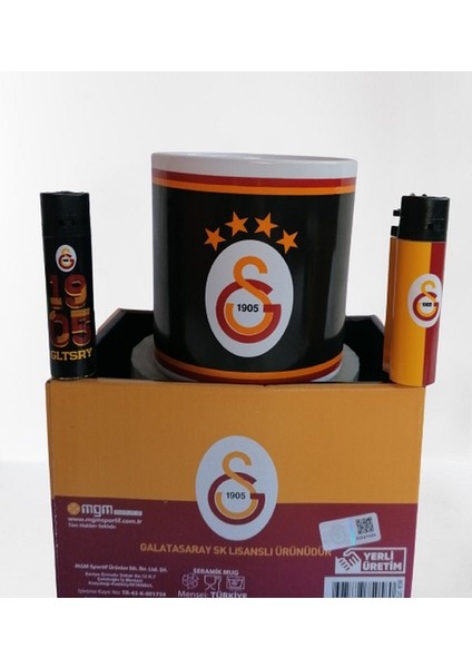 Lisanslı Galatasaray Seramik Kupa & Lisanslı Galatasaray Çakmak Set