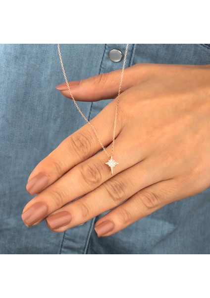 925 Ayar Gümüş Kutup Yıldızı Kolye