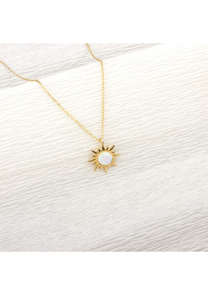 925 Ayar Gümüş Opal Taşlı Güneş Kolye fiyatları