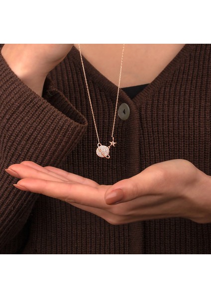 925 Ayar Gümüş Gezegen Kolye