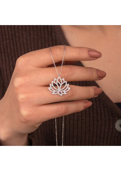 925 Ayar Gümüş Lotus Çiçeği Kolye modelleri