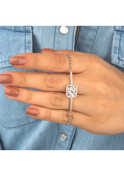 925 Ayar Gümüş Baget Taşlı Bileklik
