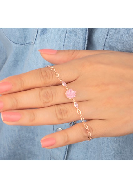 925 Ayar Gümüş Pembe Lotus Bileklik