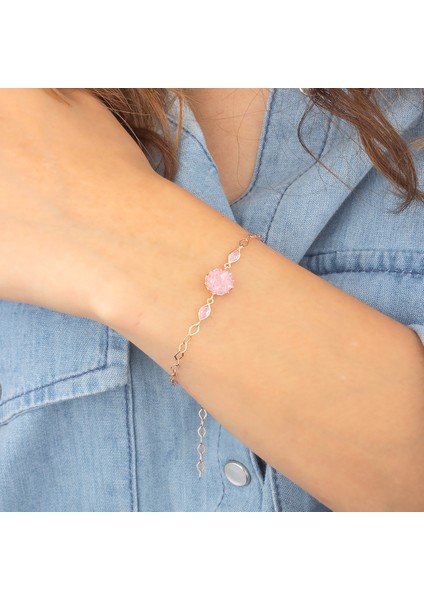 925 Ayar Gümüş Pembe Lotus Bileklik modelleri