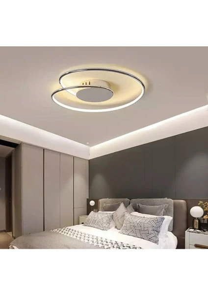 Modern Luxury Plafonyer Tavan LED Avize Krom Büyük Boy Ledli Avize BURENZE974