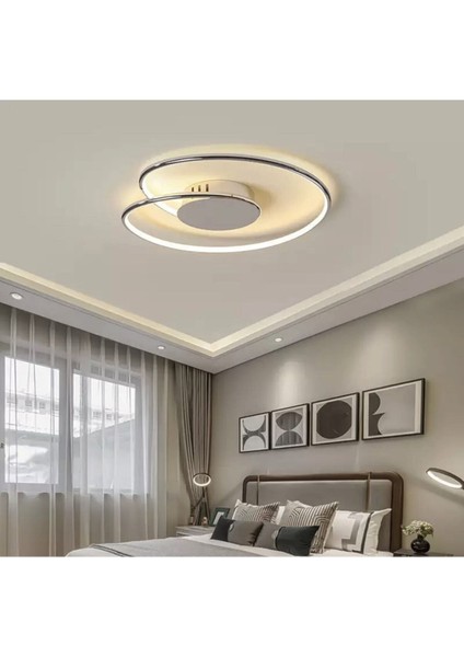 Modern Luxury Plafonyer Tavan LED Avize Krom Büyük Boy Ledli Avize BURENZE974