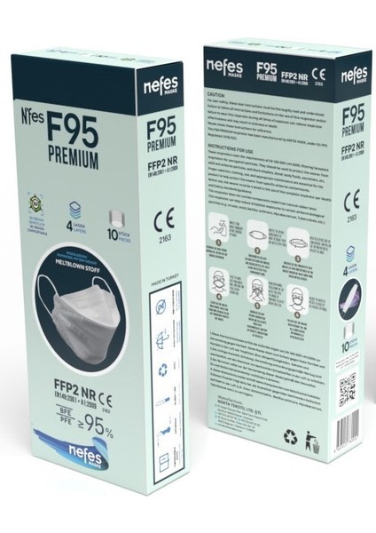 F95 / Ffp2 Premium Kore Tipi Ce-Iso Sertifikalı Tek Paketli Maske Iki Kutu