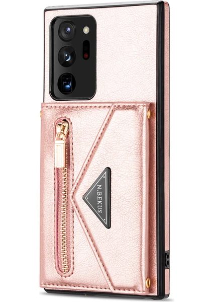 Galaxy 20 Ultra İçin Cüzdanlı Telefon Kılıfı - Pembe (Yurt Dışından)