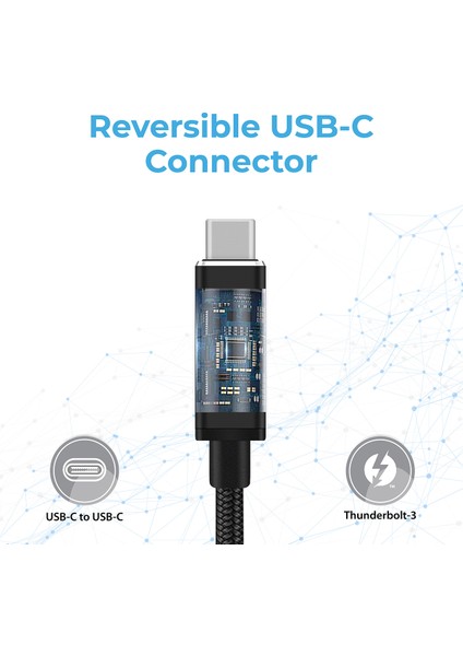 THUNDERLINK-C40 - Şarj Data ve Görüntü Aktarım Kablosu Hızlı Type-C 100W 40GBPS