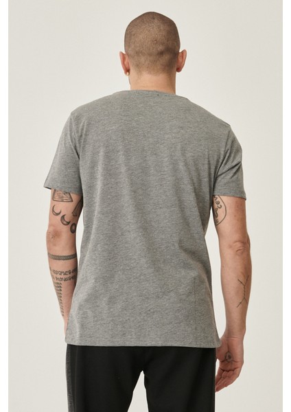 Erkek Gri Slim Fit Dar Kesim Bisiklet Yaka 2'li Tişört Paketi