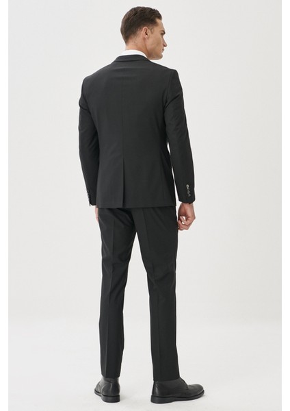 ALTINYILDIZ CLASSICS Erkek Siyah Slim Fit Dar Kesim Mono Yaka Takım Elbise