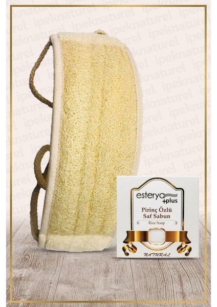 Kabak Lifi Kese Uzun Sırt Tipi Ipli + Pirinç Özlü Banyo Sabunu
