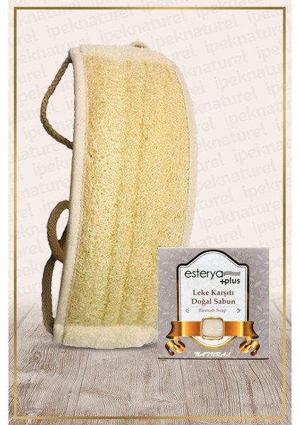 Kabak Lifi Kese Uzun Sırt Tipi Ipli + Leke Karşıtı Banyo Sabunu