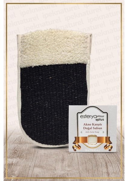 Keçi Kılı Kese Çift Taraflı + Sabunu Seti