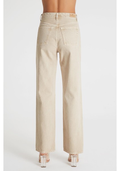 Diana Bej Rengi Yüksek Bel Dad Straight Fit Jean Pantolon C 4517-031
