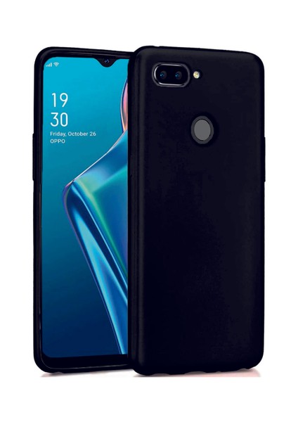 Oppo A12S Siyah Silikon Rubber Kılıf Arka Kapak Siyah