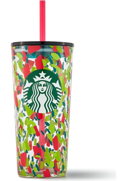 Starbucks® Konfeti Desenli Pipetli Cam Termos 532ML - 11128502
